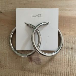 Silver thick hoop earrings